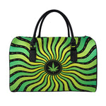 Psychedelic Cannabis Leaf Print Leather Duffle Bag