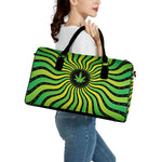 Psychedelic Cannabis Leaf Print Leather Duffle Bag