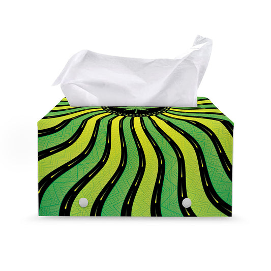 Psychedelic Cannabis Leaf Print Leather Tissue Box Cover