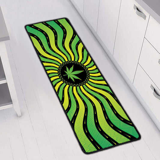 Psychedelic Cannabis Leaf Print Long Kitchen Mat