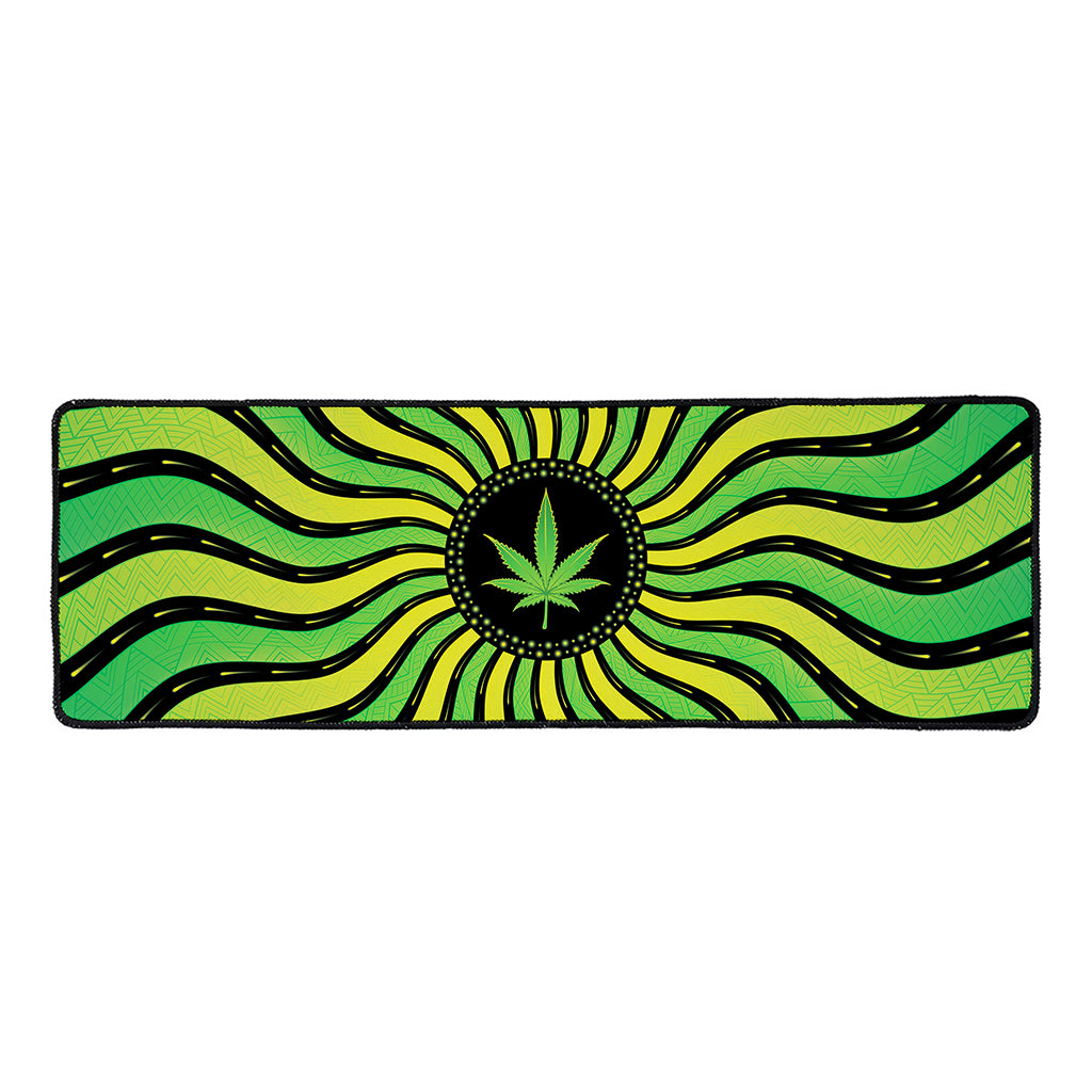 Psychedelic Cannabis Leaf Print Long Kitchen Mat