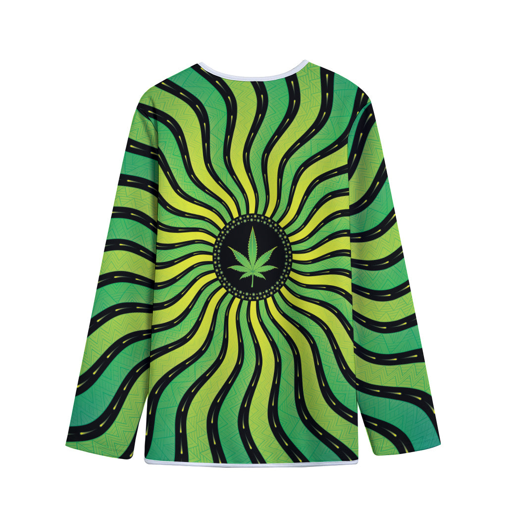 Psychedelic Cannabis Leaf Print Long Sleeve Short Coat