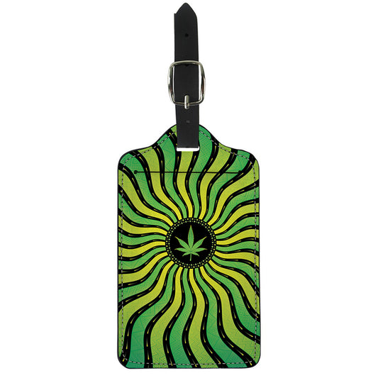 Psychedelic Cannabis Leaf Print Luggage Tag