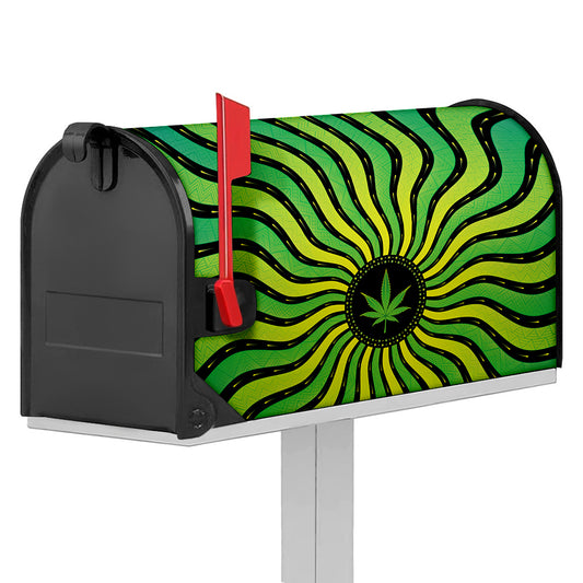 Psychedelic Cannabis Leaf Print Mailbox Cover
