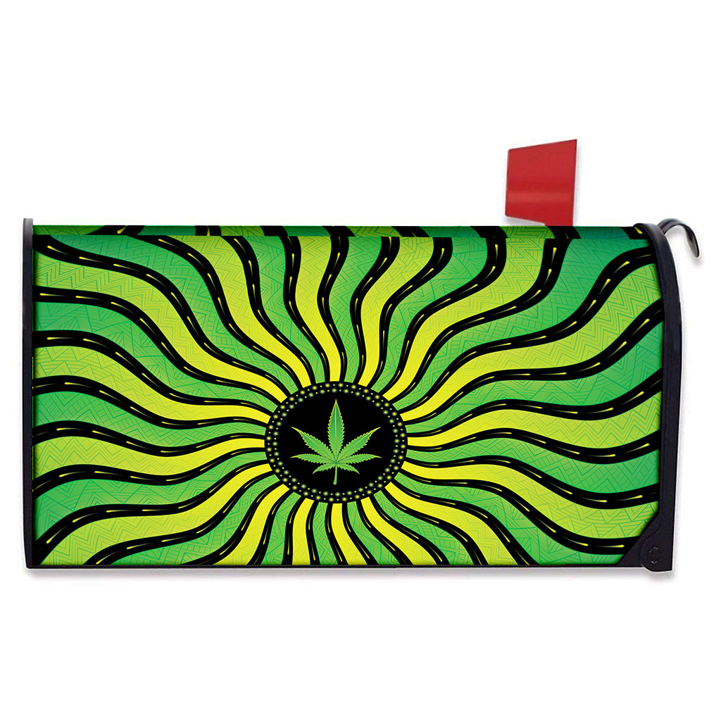 Psychedelic Cannabis Leaf Print Mailbox Cover