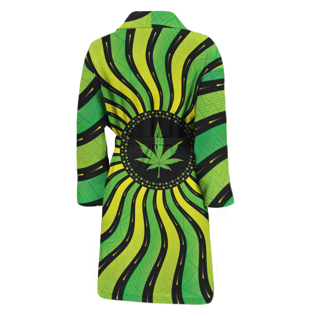 Psychedelic Cannabis Leaf Print Men's Bathrobe