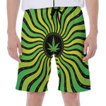 Psychedelic Cannabis Leaf Print Men's Beach Shorts