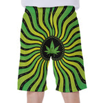 Psychedelic Cannabis Leaf Print Men's Beach Shorts