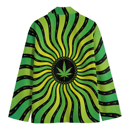 Psychedelic Cannabis Leaf Print Men's Blazer