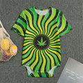 Psychedelic Cannabis Leaf Print Men's Bodysuit