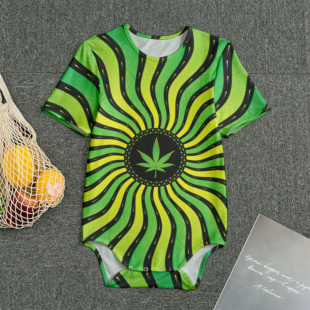 Psychedelic Cannabis Leaf Print Men's Bodysuit