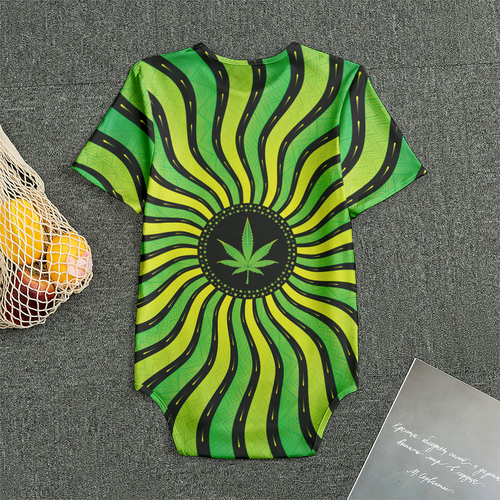 Psychedelic Cannabis Leaf Print Men's Bodysuit
