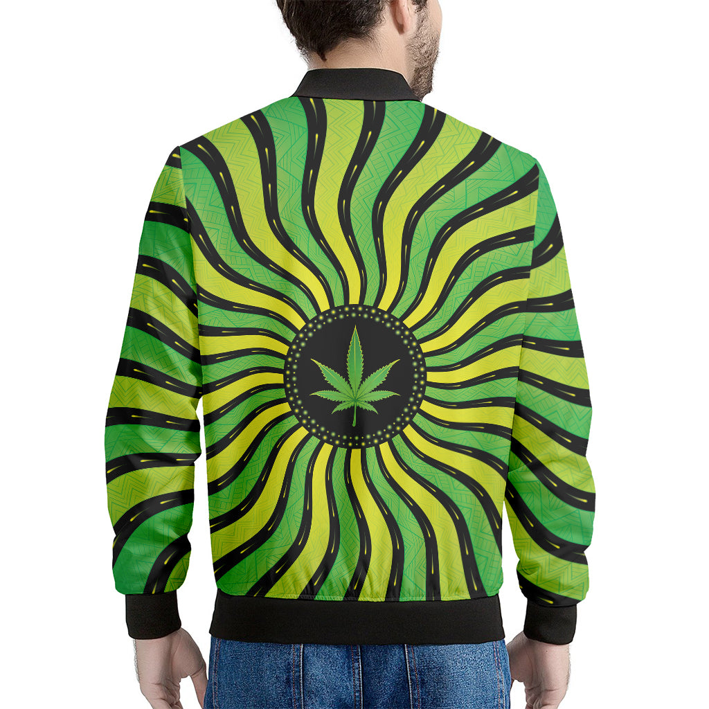 Psychedelic Cannabis Leaf Print Men's Bomber Jacket