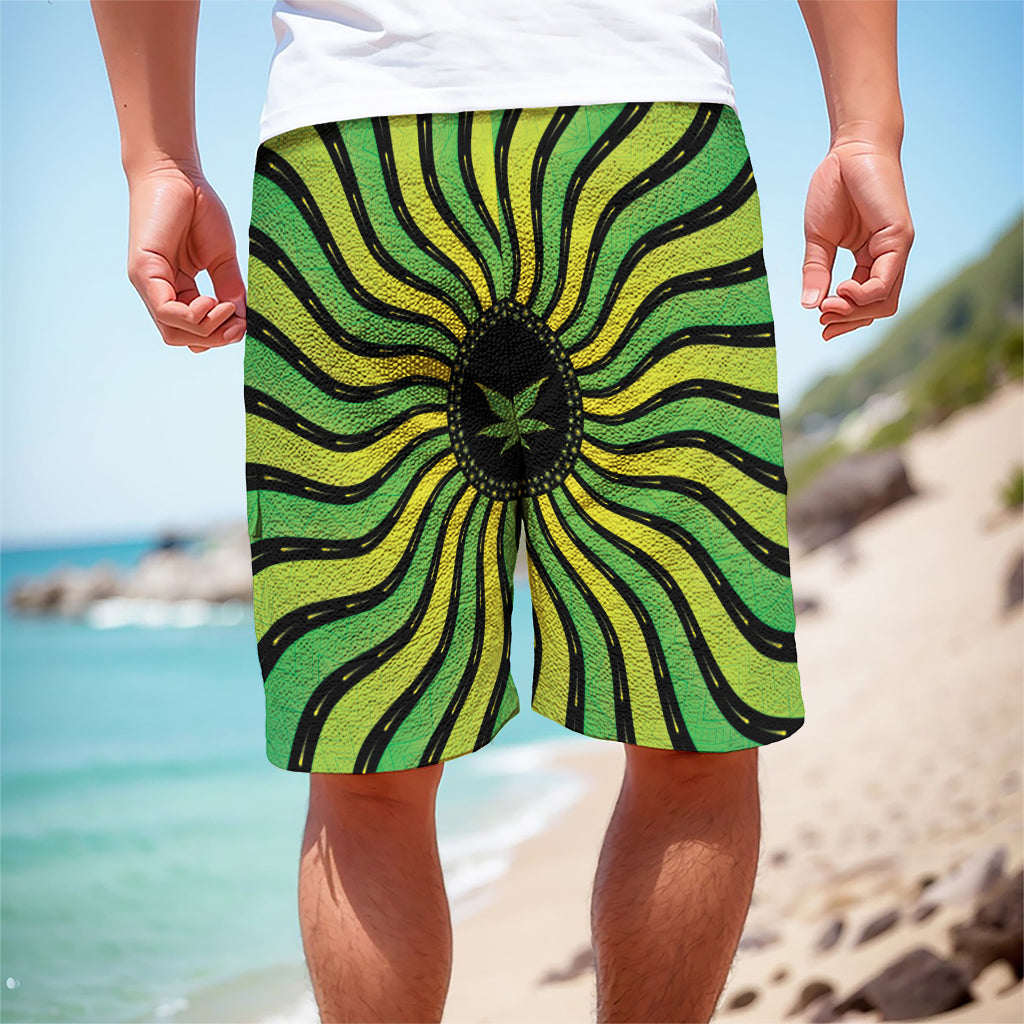 Psychedelic Cannabis Leaf Print Men's Cargo Shorts