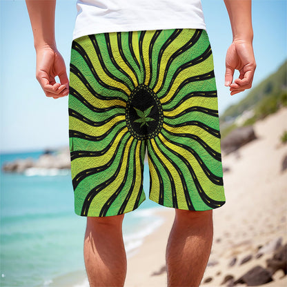 Psychedelic Cannabis Leaf Print Men's Cargo Shorts
