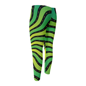 Psychedelic Cannabis Leaf Print Men's Compression Pants