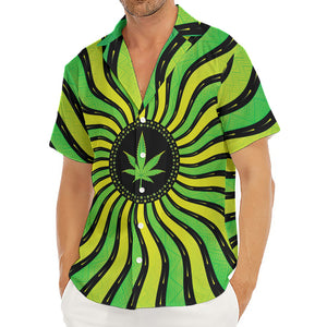 Psychedelic Cannabis Leaf Print Men's Deep V-Neck Shirt