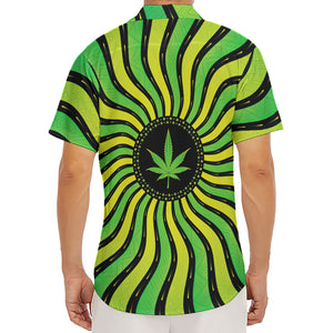 Psychedelic Cannabis Leaf Print Men's Deep V-Neck Shirt