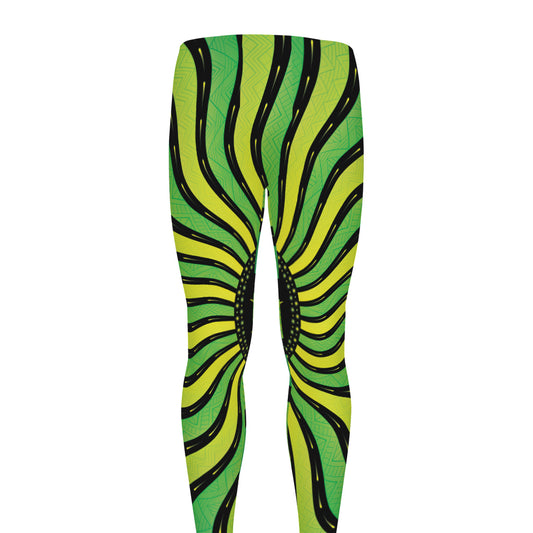Psychedelic Cannabis Leaf Print Men's leggings