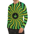 Psychedelic Cannabis Leaf Print Men's Long Sleeve Rash Guard