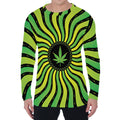 Psychedelic Cannabis Leaf Print Men's Long Sleeve T-Shirt