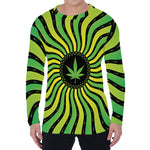 Psychedelic Cannabis Leaf Print Men's Long Sleeve T-Shirt