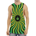 Psychedelic Cannabis Leaf Print Men's Muscle Tank Top