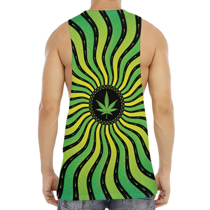 Psychedelic Cannabis Leaf Print Men's Muscle Tank Top