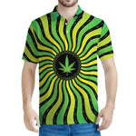 Psychedelic Cannabis Leaf Print Men's Polo Shirt