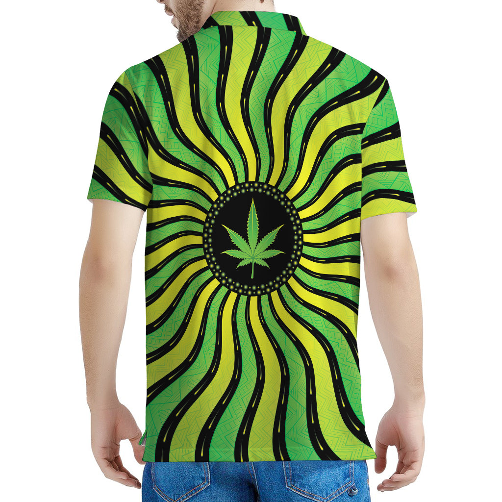 Psychedelic Cannabis Leaf Print Men's Polo Shirt