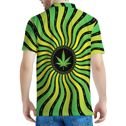 Psychedelic Cannabis Leaf Print Men's Polo Shirt