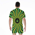 Psychedelic Cannabis Leaf Print Men's Rompers