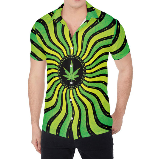 Psychedelic Cannabis Leaf Print Men's Shirt