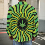 Psychedelic Cannabis Leaf Print Men's Shirt Jacket