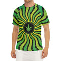 Psychedelic Cannabis Leaf Print Men's Short Sleeve Rash Guard