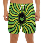 Psychedelic Cannabis Leaf Print Men's Split Running Shorts