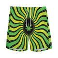 Psychedelic Cannabis Leaf Print Men's Athletic Shorts