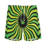 Psychedelic Cannabis Leaf Print Men's Sports Shorts