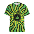 Psychedelic Cannabis Leaf Print Men's Athletic T-Shirt