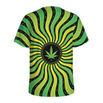 Psychedelic Cannabis Leaf Print Men's Sports T-Shirt