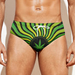 Psychedelic Cannabis Leaf Print Men's Swim Briefs