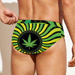Psychedelic Cannabis Leaf Print Men's Swim Briefs