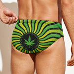 Psychedelic Cannabis Leaf Print Men's Swim Briefs