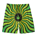 Psychedelic Cannabis Leaf Print Men's Swim Trunks