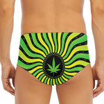 Psychedelic Cannabis Leaf Print Men's Triangle Swim Briefs