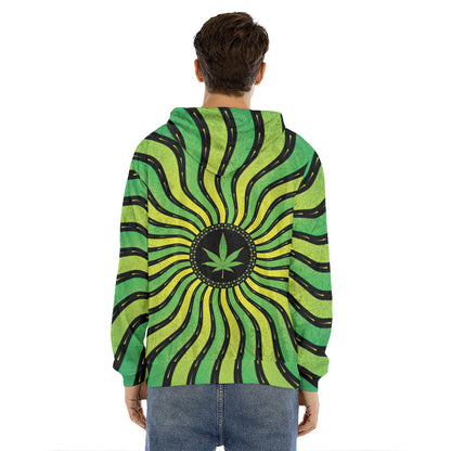 Psychedelic Cannabis Leaf Print Men's Velvet Pullover Hoodie