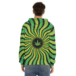 Psychedelic Cannabis Leaf Print Men's Velvet Pullover Hoodie