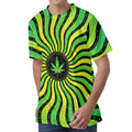 Psychedelic Cannabis Leaf Print Men's Velvet T-Shirt