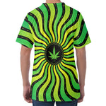 Psychedelic Cannabis Leaf Print Men's Velvet T-Shirt