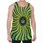 Psychedelic Cannabis Leaf Print Men's Velvet Tank Top